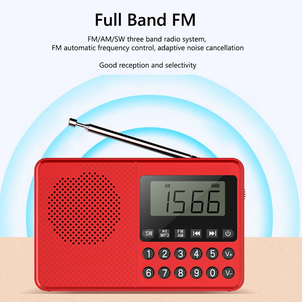 Портативный радиоприемник M168, FM/AM/SW полнодиапазонное радио, 21 диапазон, дисплей, MP3-плеер с поддержкой USB-накопителя/TF-карты