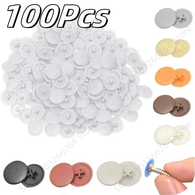 100Pcs Self-tapping Screws Decor Plastic Cap Furniture Hardware Screw Waterproof Rust-proof Dust Plug Cross Screws Decor Cover