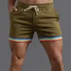 Polyester Shorts Men Summer Solid Color Rainbow Pants Pocket Drawstring Loose Casual Sports Running Glitter Foam Star 3