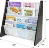 Wood/White - Premium Book Shelf for Kids Rooms with Four Deep Pockets - Toddler Sling Book Rack with Deep Sleeves 3