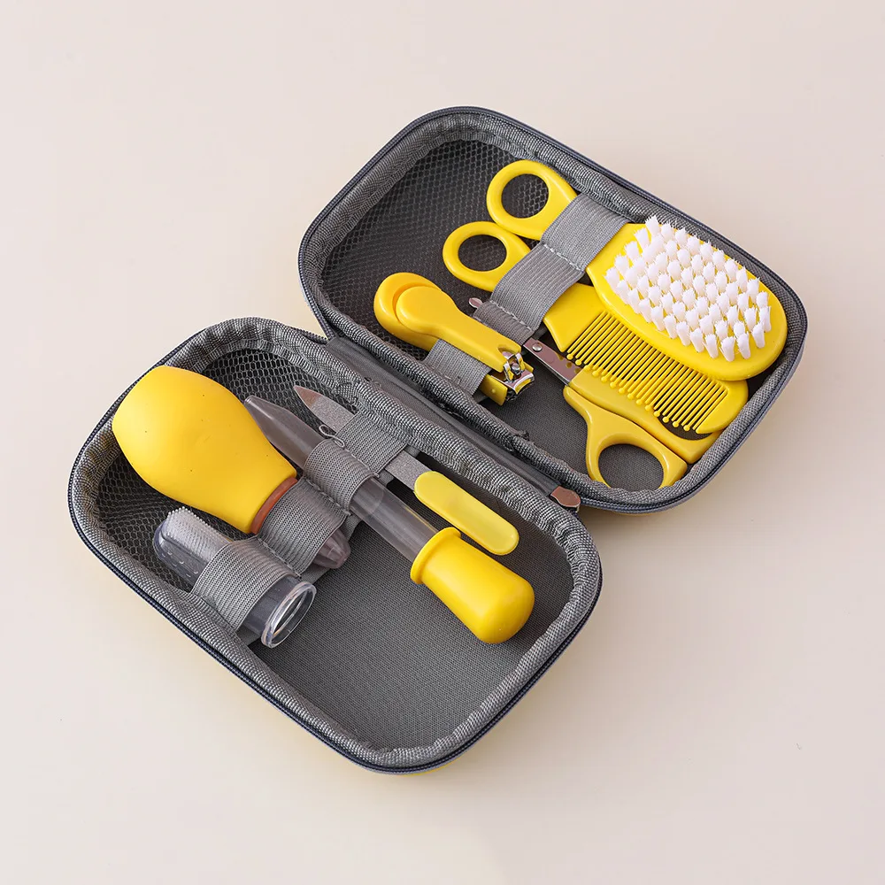 8/13pcs Baby Care EVA Bag Eight-piece Set Baby Nasal Aspirator Nail Scissors Cartoon Set Daily Cleaning Supplies Care Bag 6
