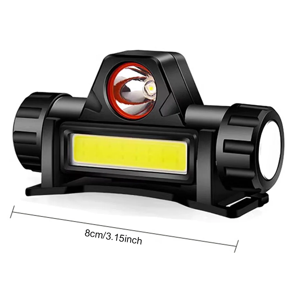 Mini LED Headlamp Waterproof Super Bright Head Torch USB Rechargable 2 Modes Adjustable Headband Outdoor Camping Fishing Lantern