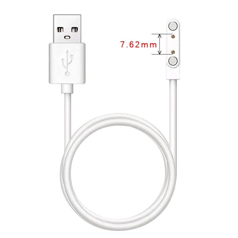 Universal 2Pin 4mm 7.62mm 4Pin Strong Magnetic Charge Cable USB Charging Line Cord Black White for Smart Watches