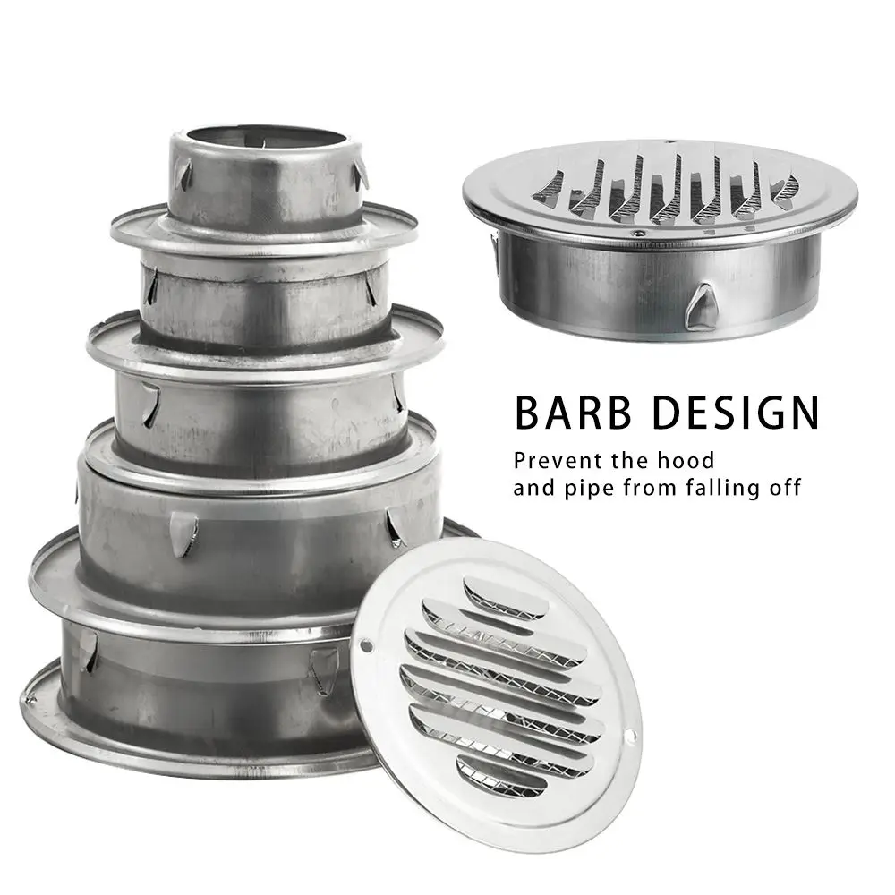 Stainless Steel Exterior Wall Air Vent Grille Various Size Round Ducting Ventilation Grilles Home Office Air Vent Prevent Pest
