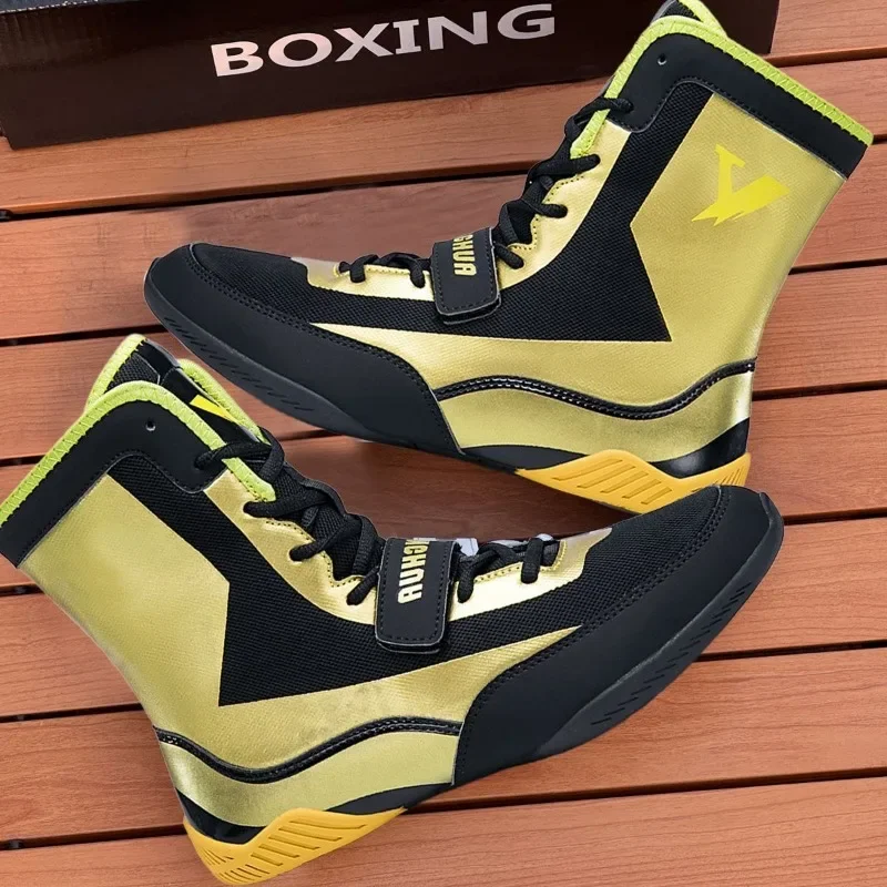 Men's 21cm High-Top Boxing Shoes Wrestling Anti-Slip Durable Combat Shoes for Muay Thai, Kickboxing & Martial Arts Training