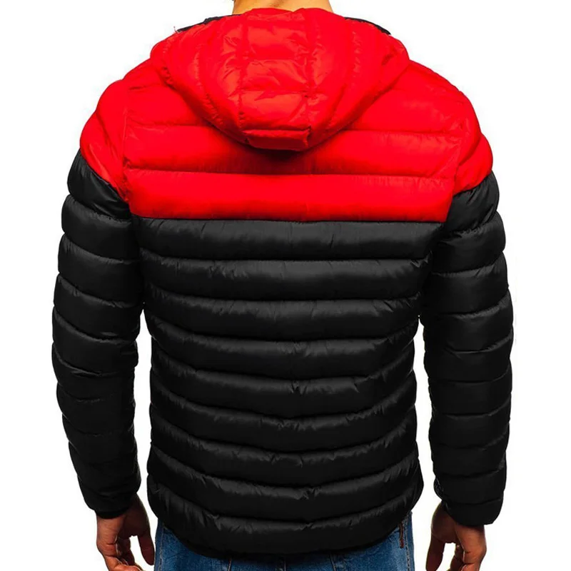 Men's Coats Winter Padded Men Jacket Casual Long Sleeve Hooded Parkas Coat Patchwork Streetwear Warm Jackets Zipper Parka Hombre