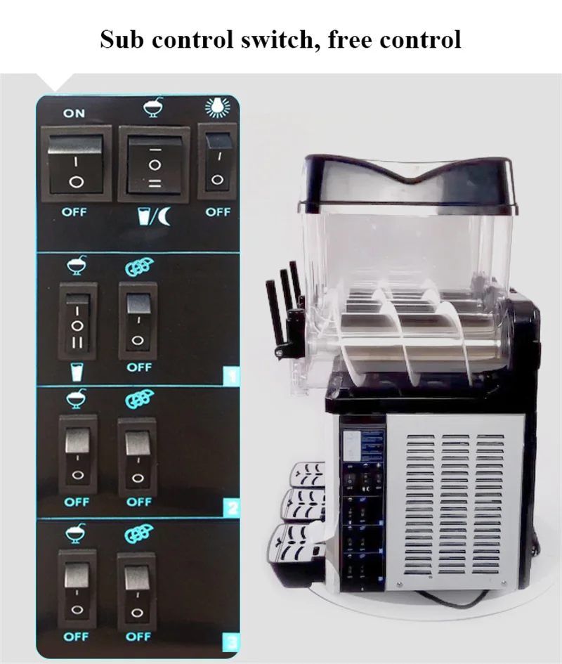 Professional Slush Blender Machine 24L Large Capacity 2 Tanks Commercial Fruit Slushie Frozen Beverage Dispenser Food Grade 5