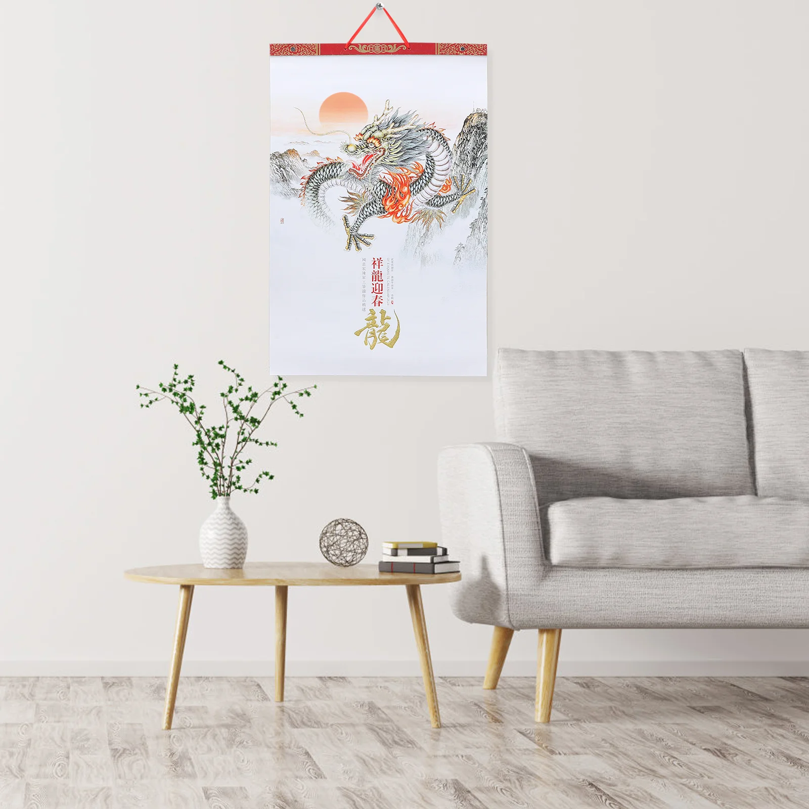 Wall Hanging Decoration 2024 Chinese Year of The Dragon Monthly Calendar Yearly Decorations Lunar Office