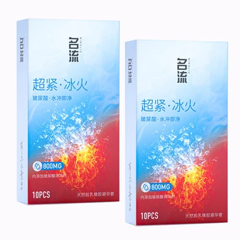 45MM Ultra Thin Condom for Men,Ice & Fire Dual Sensation Latex Condoms for Adults,Hyaluronic Acid Smooth Penis Cock for Sex Toys 1