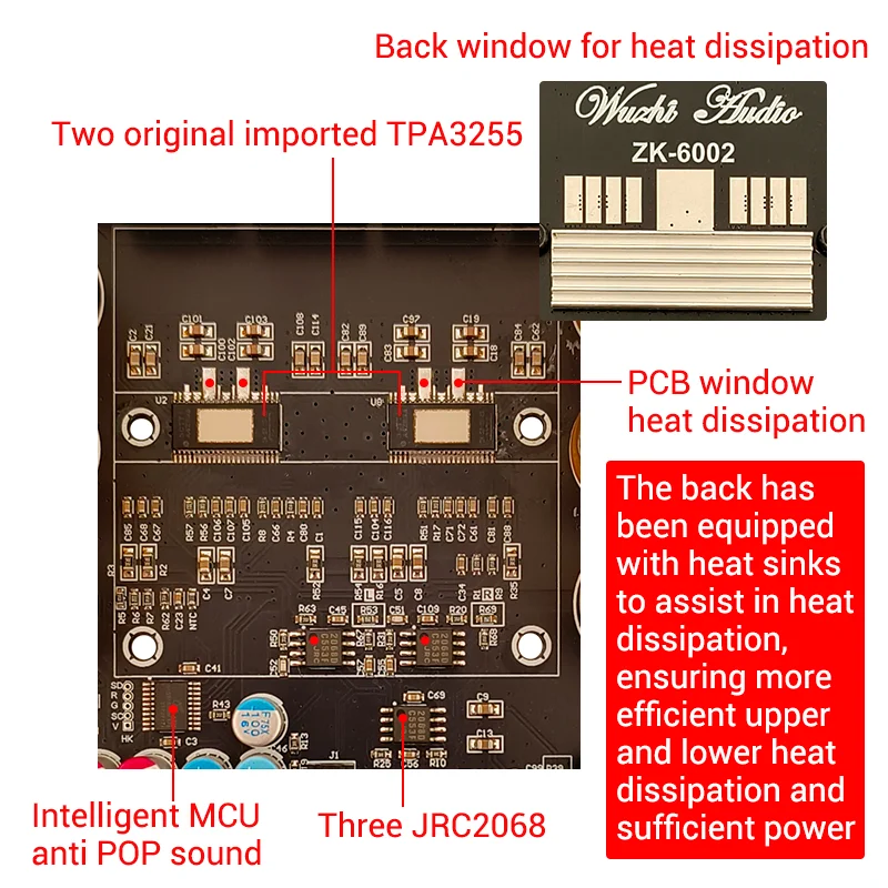 ZK-6002 Pure Post Amplifier Board 2.0 Stereo With High And Low