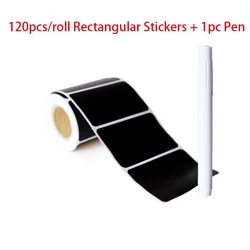 Waterproof Reusable Chalk Label Stickers for Storage and Organization (120 Square and 1 pen)