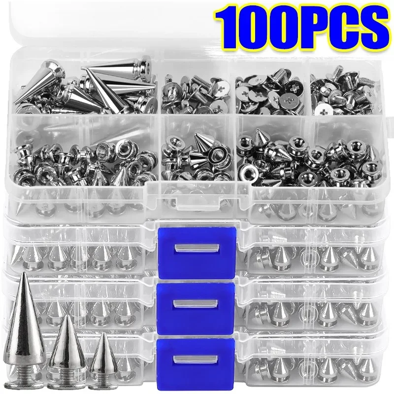 Multiple Sizes Cone Spikes Screwback Studs Rivets Metal Tree Spikes Studs Punk Style Clothing Accessories DIY Craft Decoration Multiple Sizes Cone Spikes Screwback Studs Rivets Metal Tree Spikes Studs Punk Style Clothing Accessories DIY Craft Decoration