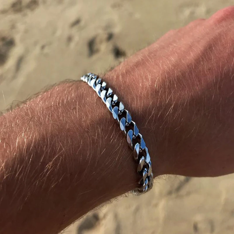 Bracciale Da Uomo In Acciaio Inossidabile Catena A Maglie Con Design Manette Lunghezza 20,5 Cm