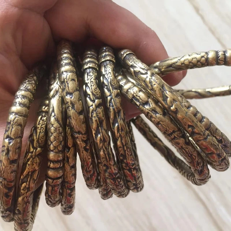 Punk Brass Dragon Bangles Bracelet for Men Jewelry Fashion Accessories Retro Solid Copper Unique Animal Cuff Bracelets for Women