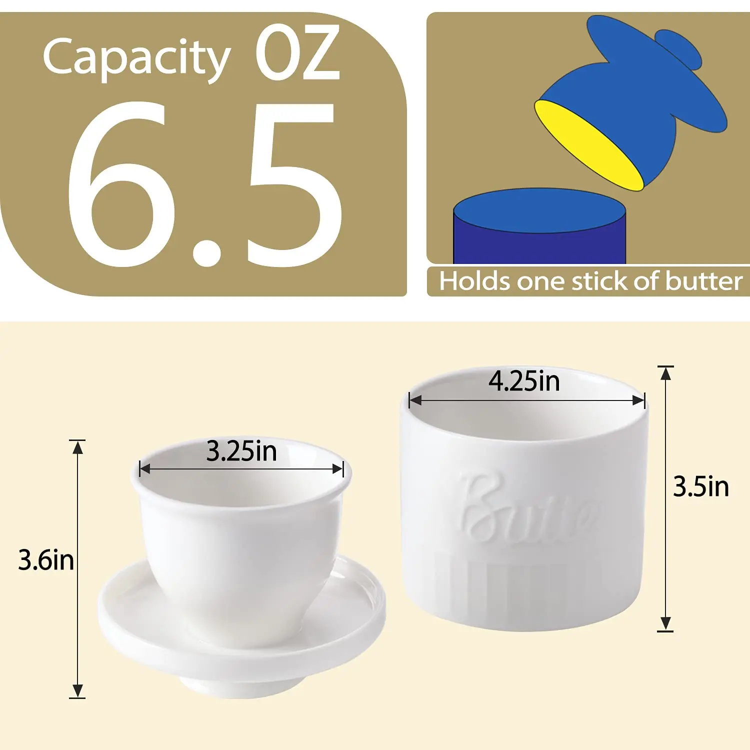 Butter box ceramic yellow oil tank butter dish cylindrical cheese cheese box sealed water butter storage box,ceramic sauce dishes