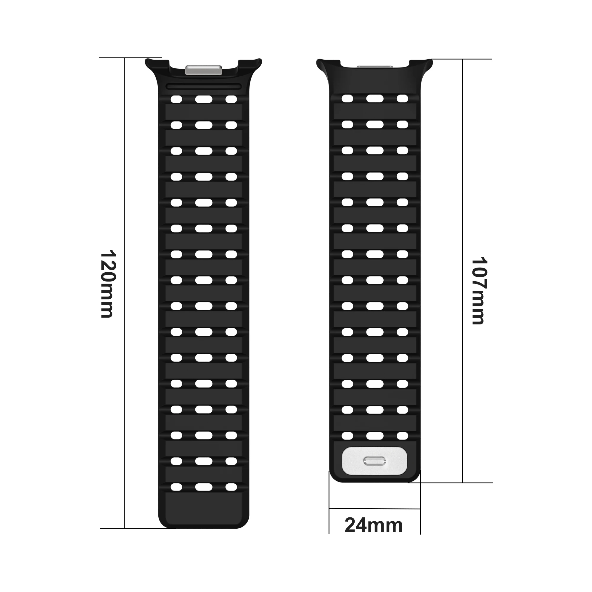 Magnetic Silicone Sport Loop Strap with Curved End and No Gaps