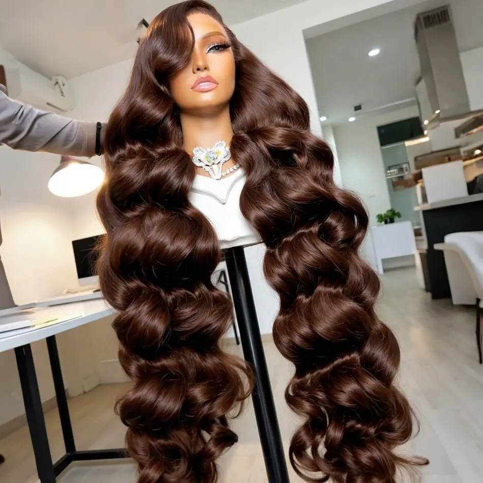 Chocolate Brown Body Wave Wig - 40 Inch