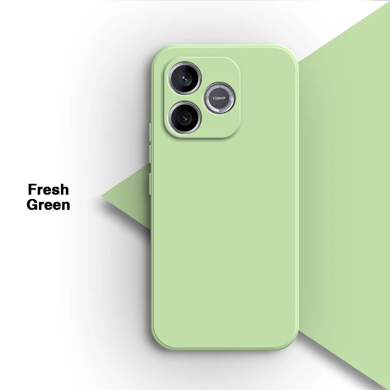 Square Candy Liquid Silicone Shockproof Phone Case Back Cover with Lens Protection