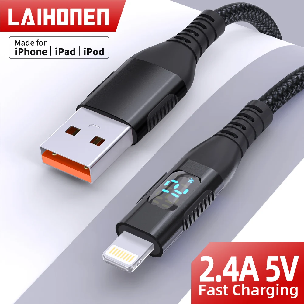 USB A to Lightning cable 10 feet step synchronizer LED display suitable for iPhone 14 Pro Max 12 Mini 11 Pro 11 XS XR 8 7