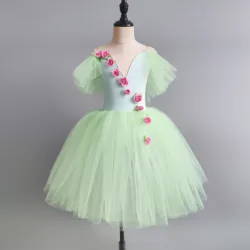 Green Long Romantic Ballet Tutu Professional Leotard Girl Ballet Adulto Costume Performance Ballet Dress For Girls Tutu Skirts