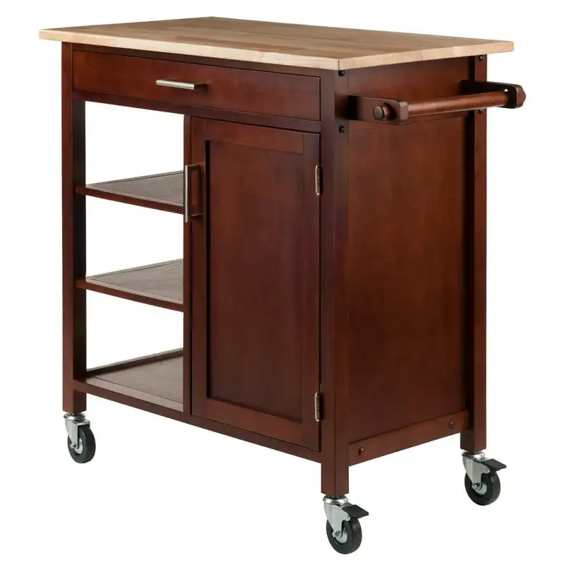 

Marissa Utility Kitchen Cart, Two-Tone, Natural & Walnut Plastic tongs Serving tongs Grill tongs кухня Cute kitchen supplie