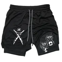 Men's Compression Shorts Anime Demon Slayer Print Beach Shorts Gym Fitness Running Quick Dry Short Pants Summer Print Sportswear 1