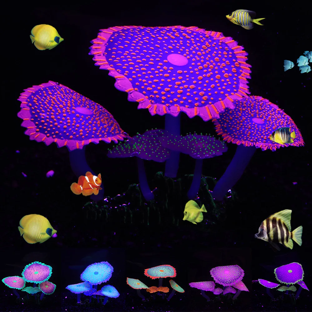 Radiant Silicone Aquarium Coral Decor with Luminous Underwater Plants