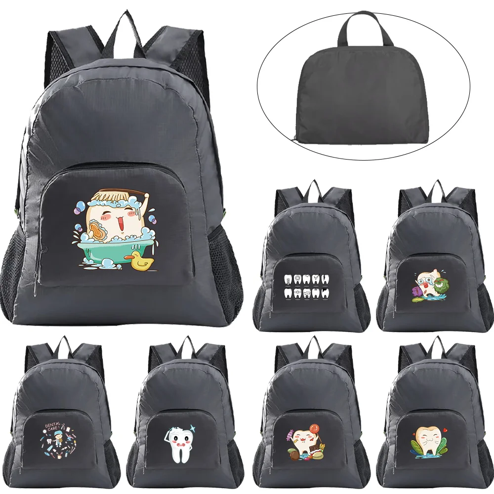 

Lightweight Packable Outdoor Bag Foldable Ultralight Backpack Hiking Travel Portable New Folding Storage Daypack Teeth Print