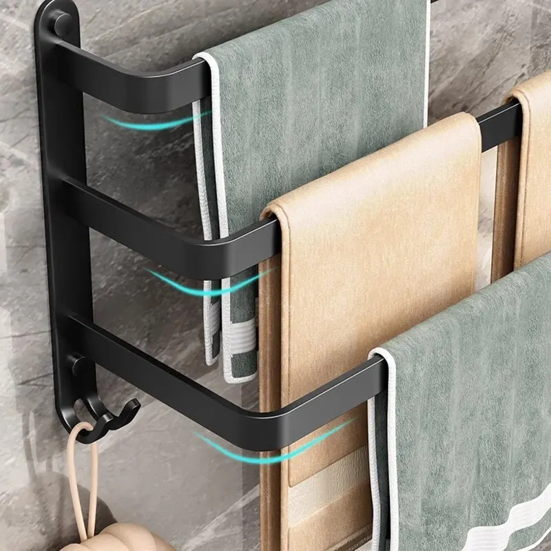 towel rack Aluminum Alloy Towel Rack Bathroom Wall Mounted Storage Rack Bathroom Towel Single Pole Toilet Storage Rack