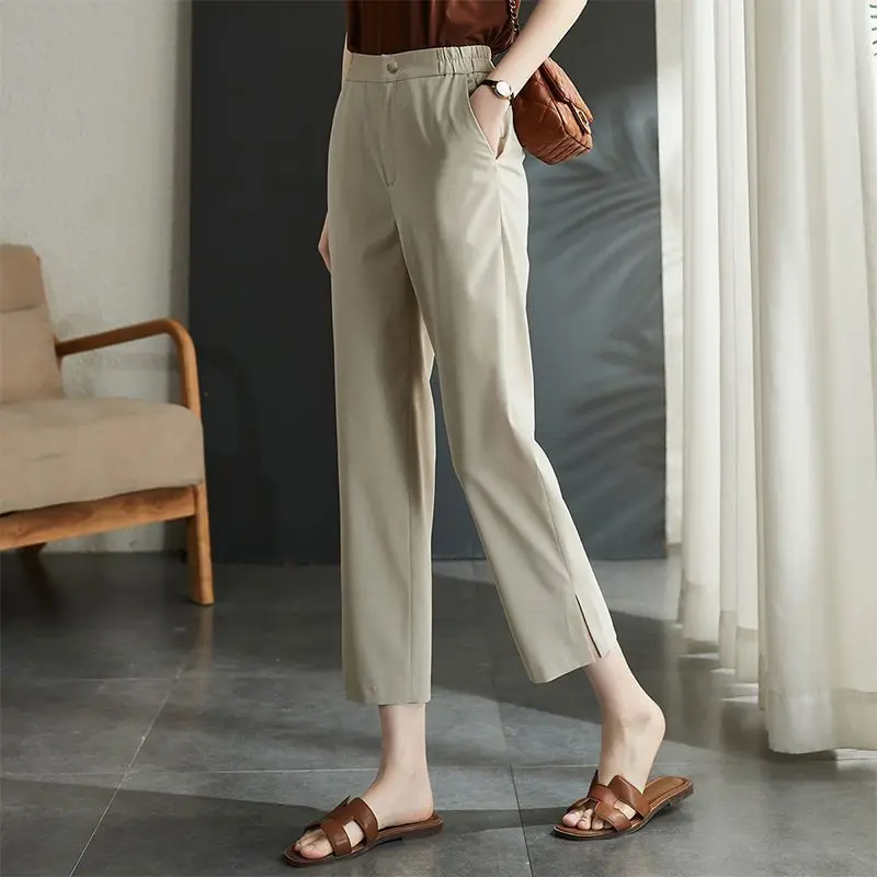 

Summer New Women's High Waist Pants Loose Commuter Casual Slim Fit Cropped Pants