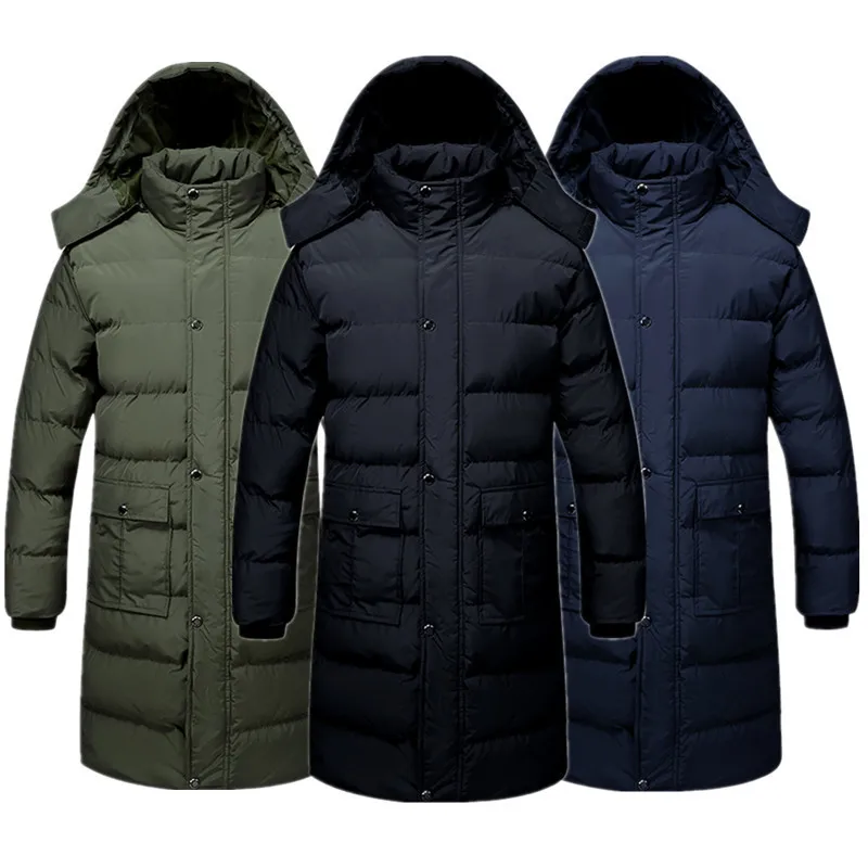 

2022 New Fashion Men Winter Jacket Black Blue Army Green Thicken Super Warm Down Cotton Dear Dad Coat Hooded Collar Long Parkas