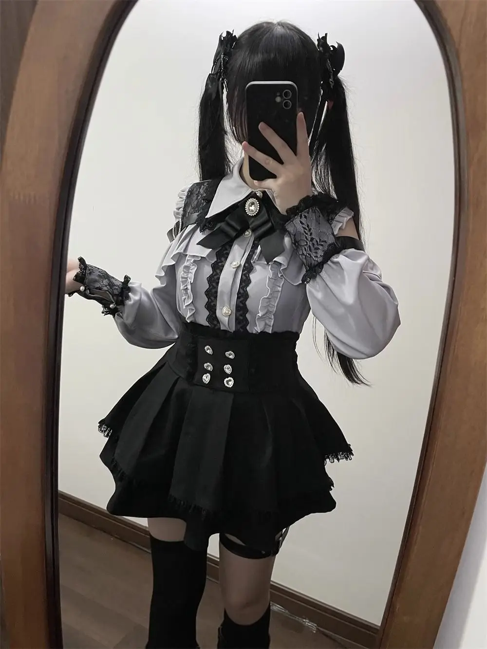 Gray blue shirt single piece (ready in stock