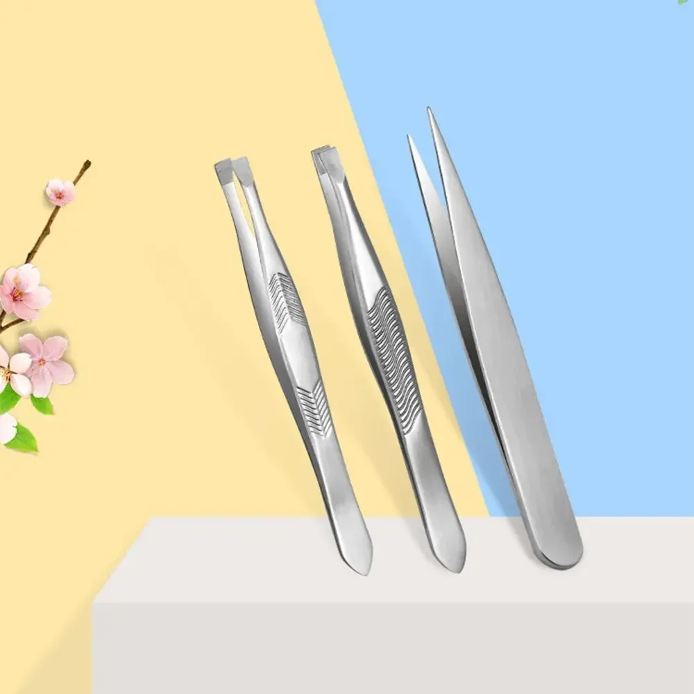 Ingrown Removal Eyebrow Tweezers Polished Slant/Tip/Flat Multipurpose Hair Beards Tool Plucking Eyebrows