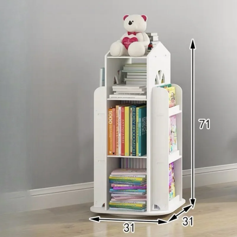 Children's Bookshelf 360° Rotating Cartoon Books Rack Floor Simple Child Book Shelf for Home Bookcases Furniture Book Rack