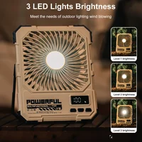 Ventilateur de camping portable 20000 mAh, ventilateur de plafond pliable, ventilateur de bureau, circulateur d'air pour tente, ventilateur électrique rechargeable avec lumière LED 4