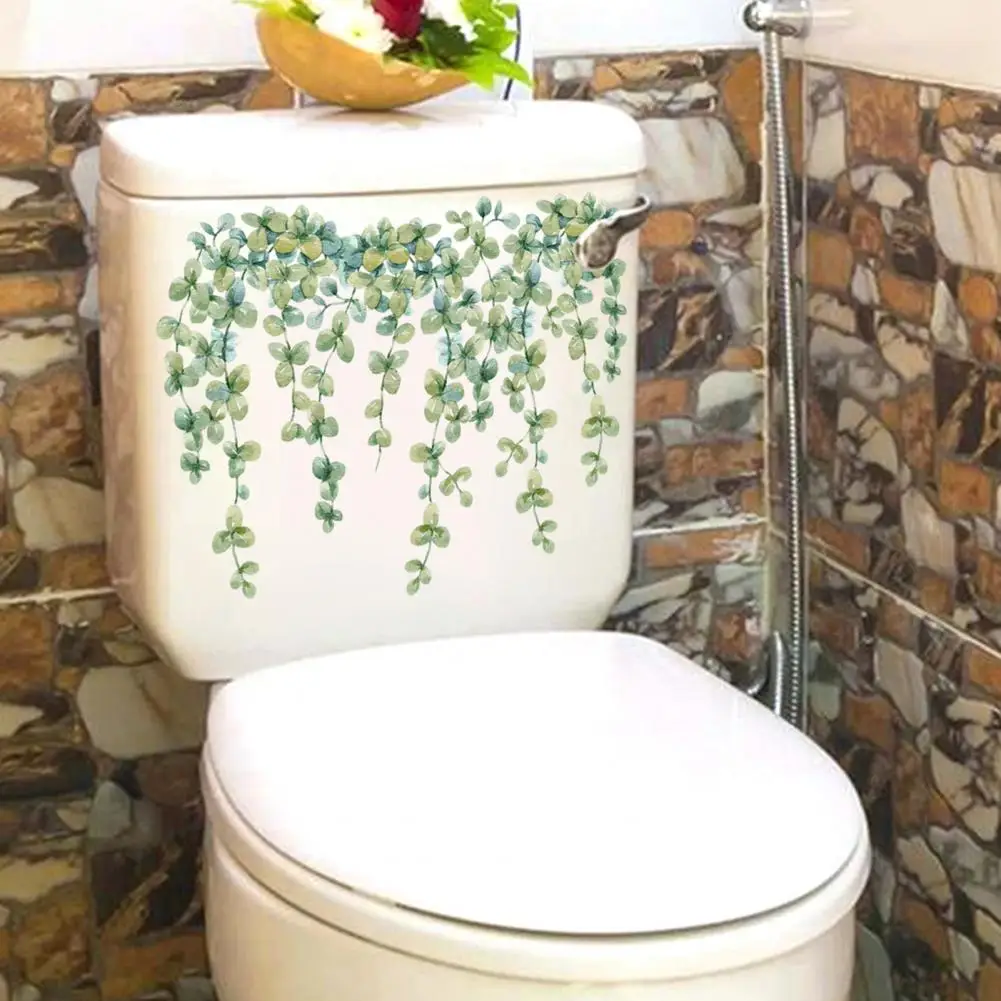 

Durable Toilet Decal Green Plant Vine Toilet Sticker Waterproof Pvc Bathroom Decoration Decal for Room Wall Art Toilet Lid