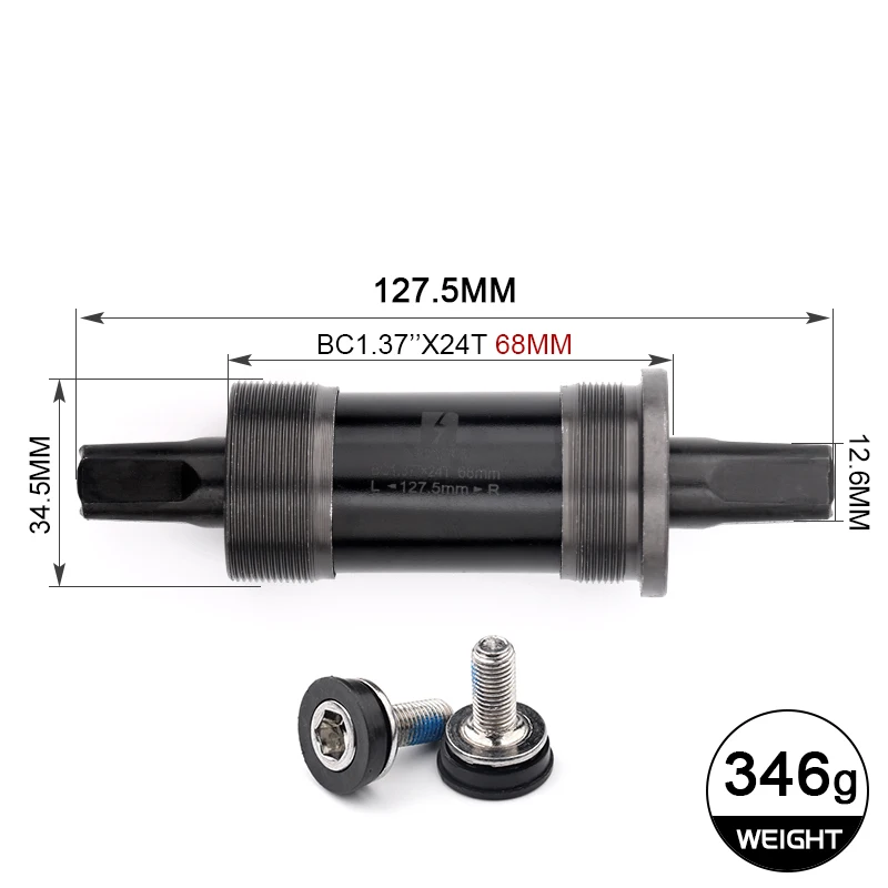 68 x 118/120/122,5/124,5/127,5 mm fietsen trapas, vierkant