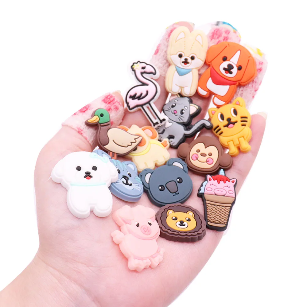 33 Kinds 1Pcs Animals Dog Rabbit Cat Giraffe PVC Garden Shoe Charms Shoes Decorations Clog DIY Wristband Kids Gift