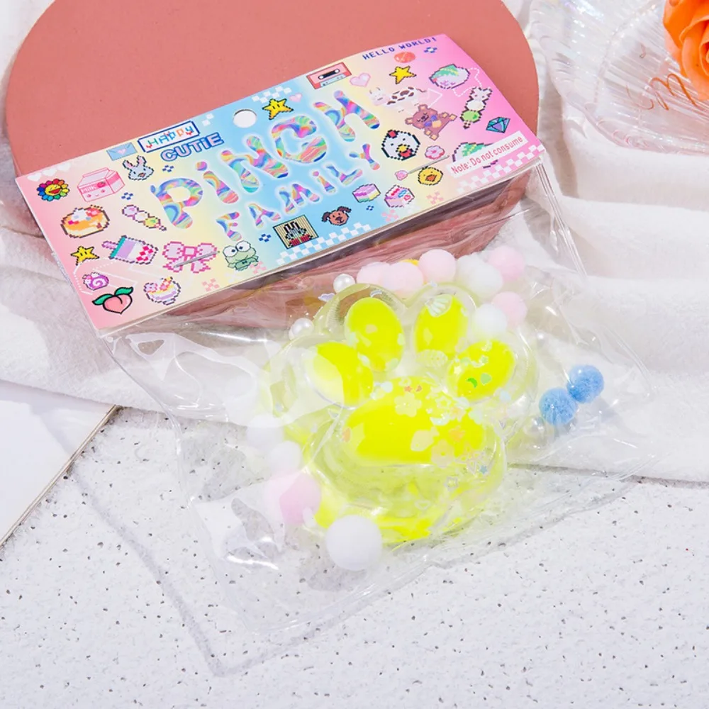 Squishу Cat Paw Pinch Fidget Toy Slow Rebound Stress Relief Transparent Squishies Squeeze Toy for Kids Adults Holiday Gifts 6