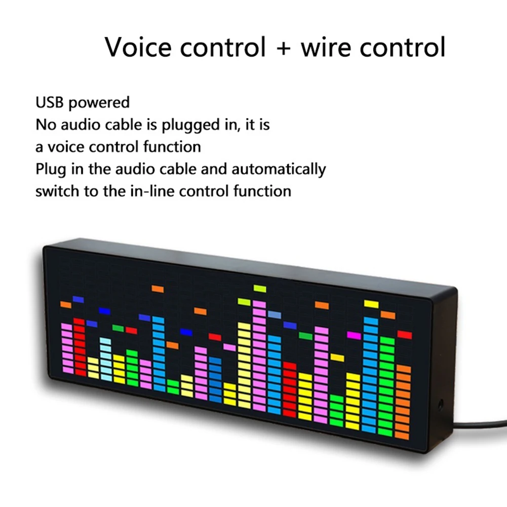 

LED Music Spectrum Rhythm Display RGB Light Electronic Clock Voice Activated Car Audio Level Indicator VU Meter Atmosphere Lamp