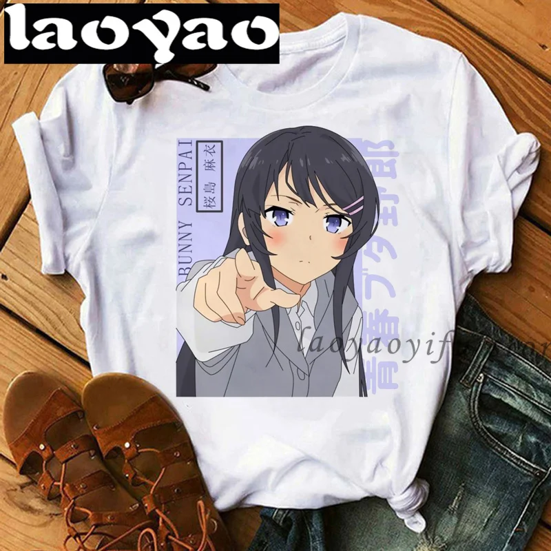 Kawaii японское аниме Sakurajima Mai футболка сексуальная женская футболка одежда для мужчин Харадзюку эстетические Топы Рубашки (art.: 3920bbf7d49fd) - 3920bbf7d49fd
