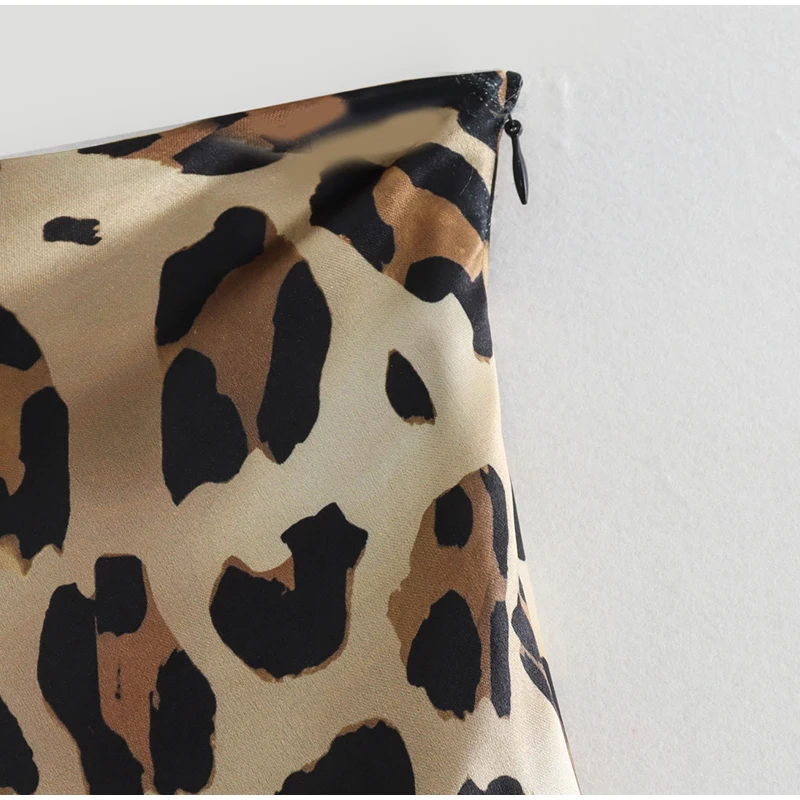 Faldas largas con estampado de leopardo para mujer, elegantes, holgadas, de cintura alta, estilo midi, informales, de verano