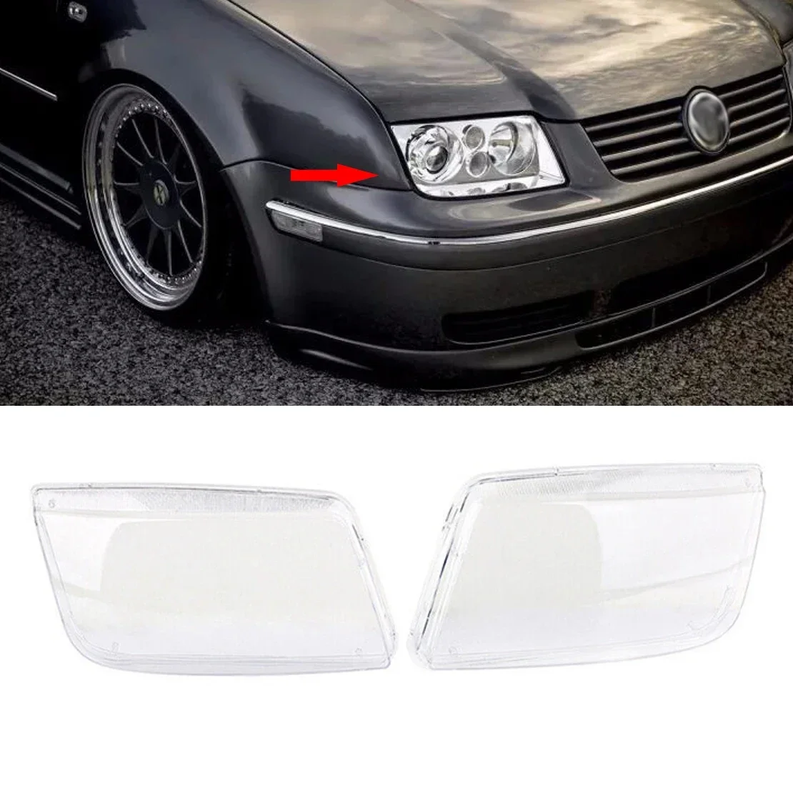 

1 Pair Car Headlight Lens Cover Head Light Lamp Shade Shell Lens Lampshade For VW MK4 Jetta/Bora 1999-2005