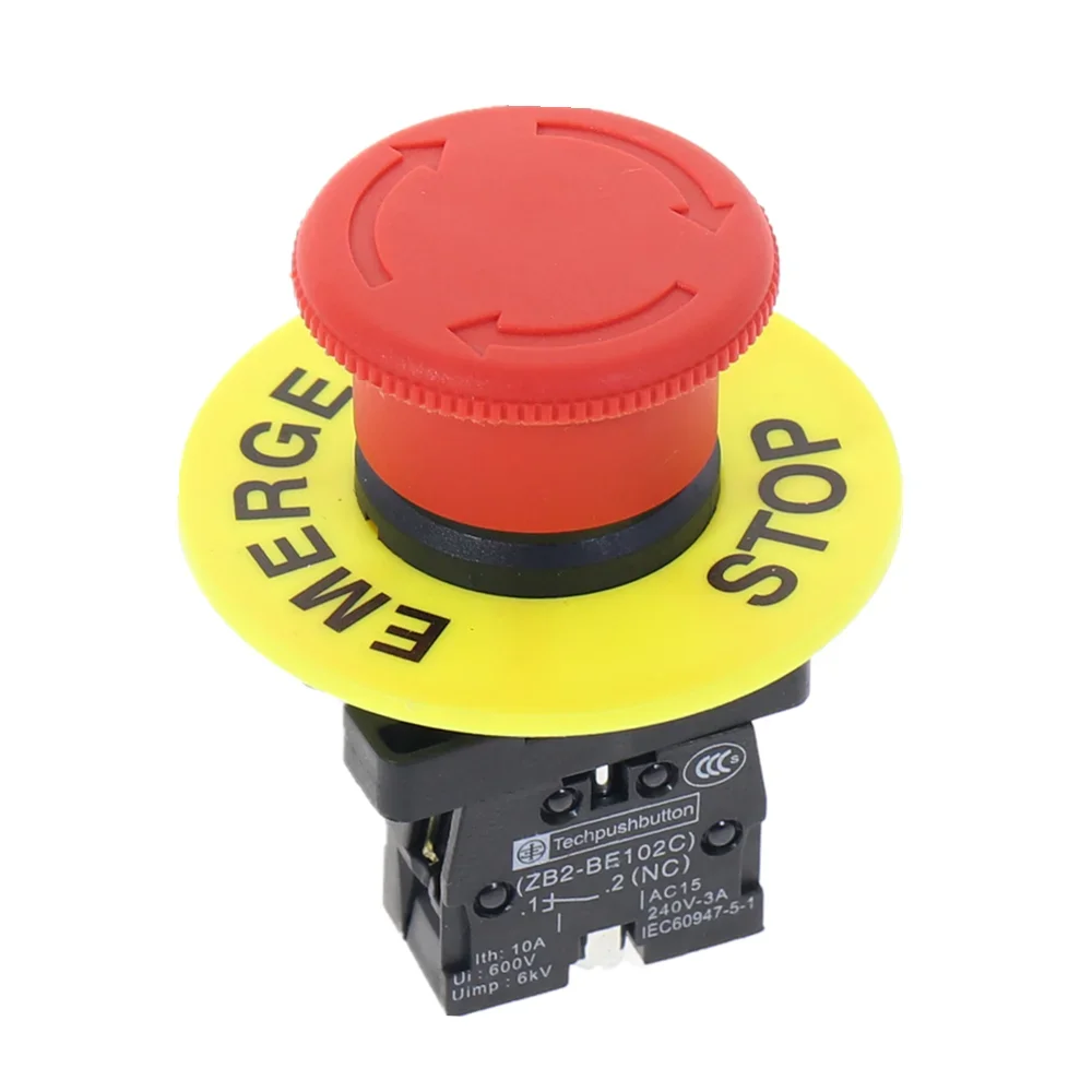 Pulsante Interruttore Emergenza Rosso - DPST 660V 10A Con Fungo - Foto 2