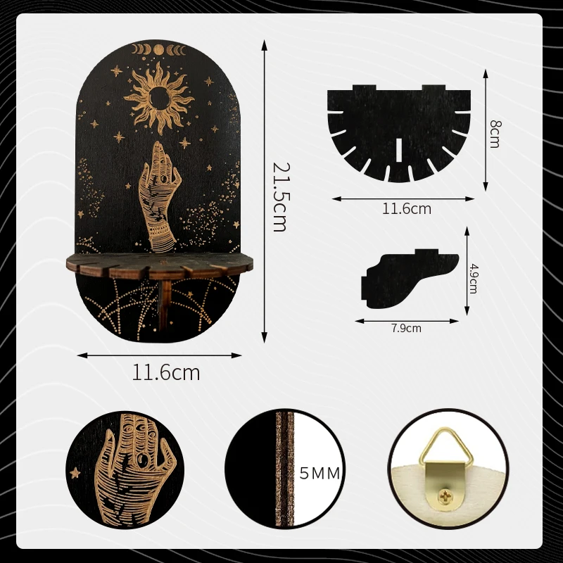 Display Stand Wooden Crystal Display Stand Bohemian Hand Stand Witch Wooden Hanging Bracket Wall Storage Holders Decorative Shelves