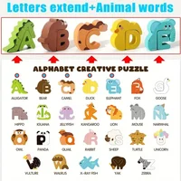 52pcs Wooden Alphabet & Animal Puzzle - Educational ABC Sort & Stack Matching Game for Children Fine Motor Holiday Gift 2