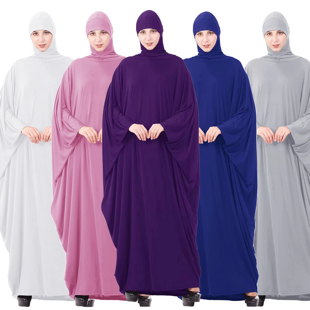 

Ramadan Eid Muslim Women Prayer Garment Hijab Dress Loose Gowns Arab Kaftan Robe Bat Sleeve Maxi Gown Clothing Worship Service