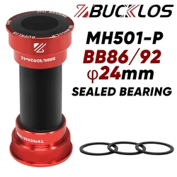 BUCKLOS High - Performance Pressfit Bicycle Bottom Bracket with Sealed Bearings, 24mm Shaft Compatible (MH501 - P - Red)