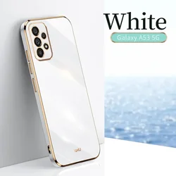 Enhanced Solid Color Plating Silicone Phone Case - Premium Soft Cover - A54 5G (WHITE)