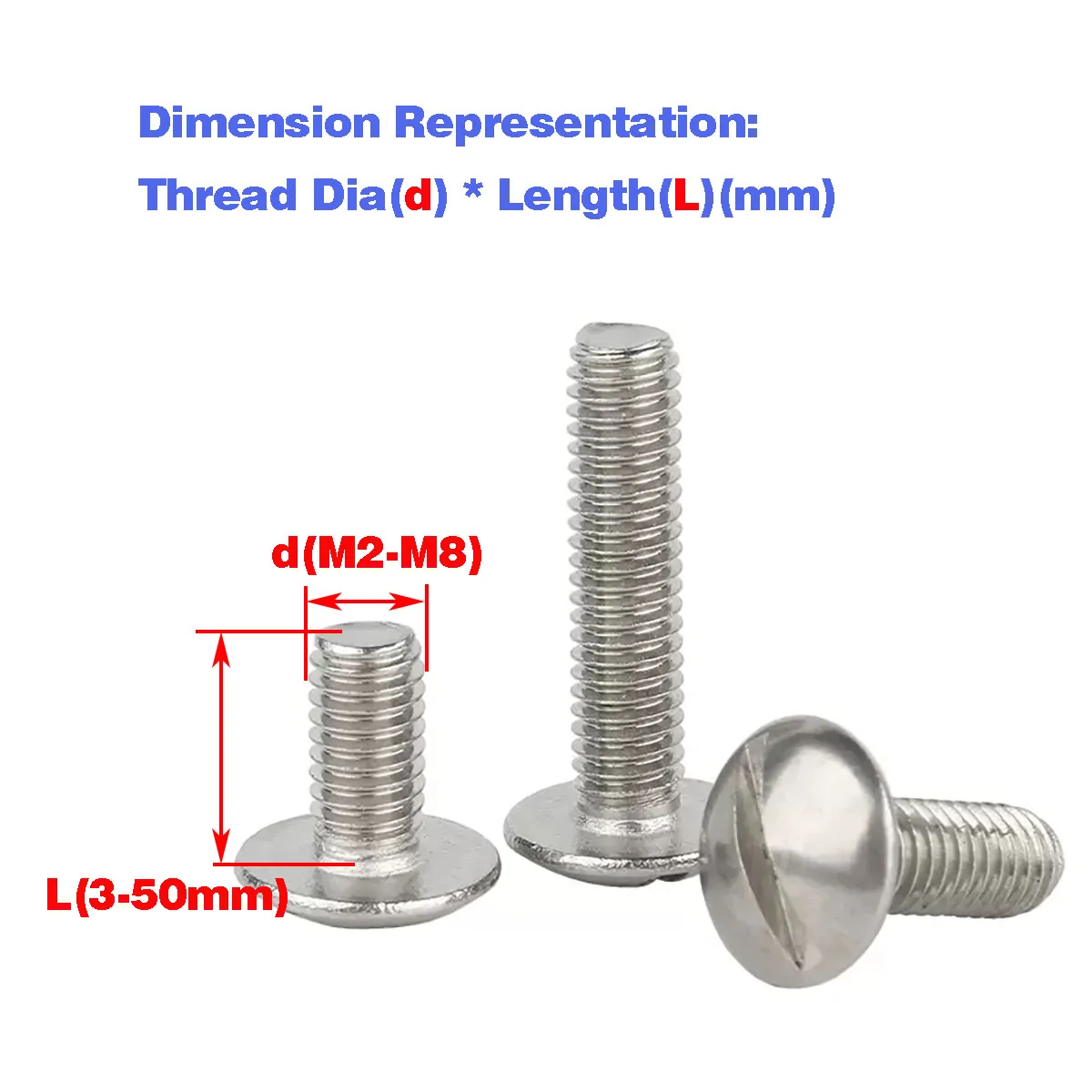 

304 Stainless Steel Slotted Round Flat Head Screw/Oversized Round Head Bolt/Slotted Screw M2M3M5M6M8